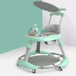 Baby Walker with Tip-Over Prevention – Adjustable‑Height Learning Walker (6 Heights) – Walking Aid for Boys and Girls – Suitable for 6–18 Months – Pink/Green/Blue