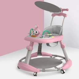 Baby Walker with Tip-Over Prevention – Adjustable‑Height Learning Walker (6 Heights) – Walking Aid for Boys and Girls – Suitable for 6–18 Months – Pink/Green/Blue