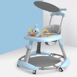 Baby Walker with Tip-Over Prevention – Adjustable‑Height Learning Walker (6 Heights) – Walking Aid for Boys and Girls – Suitable for 6–18 Months – Pink/Green/Blue