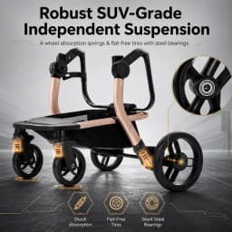 Luxury 3 in 1 Baby Stroller Travel System with Car Seat High Landscape Reversible Foldable Pushchair PU Leather Canopy Foot Cover Handle Aluminium Frame EVA Wheels Carrycot Premium Newborn Pram Baby Carriage for Toddler Up to 22kg