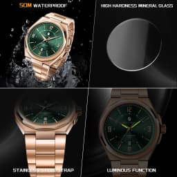 SAPPHERO Men's Quartz Watch Luxury Stainless Steel Strap 5ATM Waterproof Hardlex Crystal Elegant Business Dress Wristwatch Classic Fashion Casual Watch for Men Daily Wear Gift