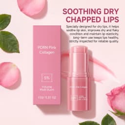 PDRN Pink Collagen Volume Lip Balm Plump Lips Fade Lip Lines Deep Hydrating Nourishing Repair Overnight Moisturizing Lip Care Stick