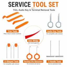 25-Piece Auto Service Tool Kit For Authorized Vehicle Service With Air Wedges, Long Reach Tools, Trim Removal Tools And Storage Bag For Garage Service And Roadside Assistance