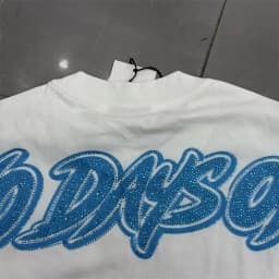 European American style Life Hustlers T-shirt Real Photo Original Label Street Pop Retro Loose Hot Diamond Short Sleeve Top Tee