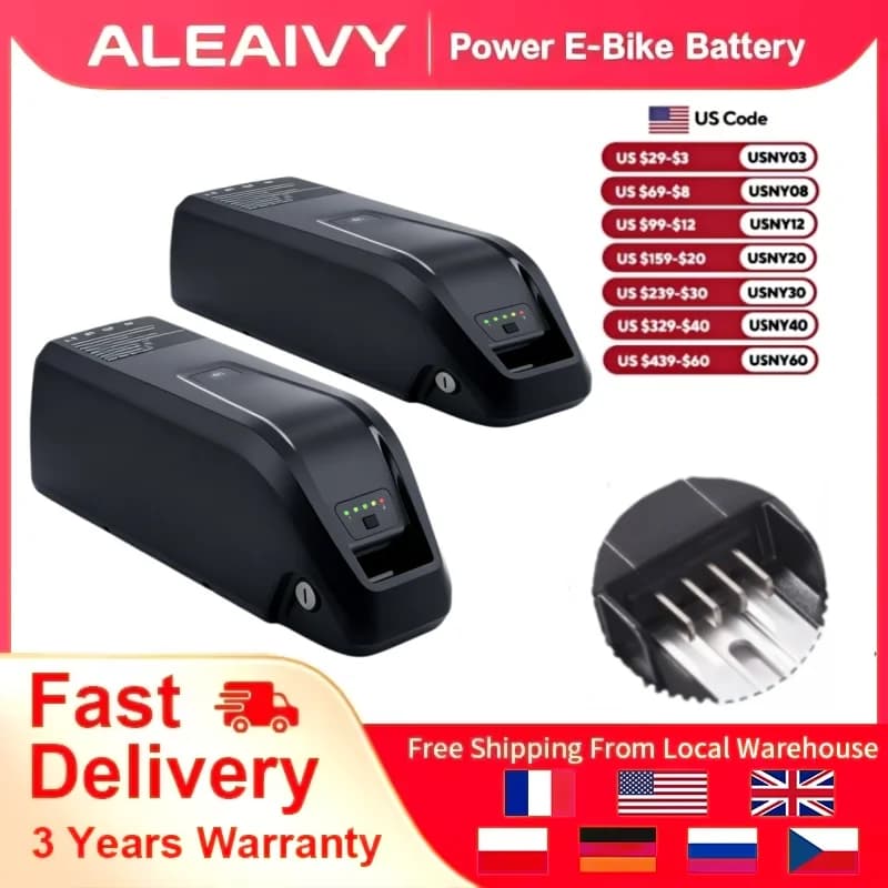 [US Direct ] Hailong 36V E-Bike Battery 10Ah/15Ah/20Ah 200W -1500W Electric Bicycle Bike Ebike 18650/21700 Lithium Battery Pack 30A BMS for Bafang BBS02 BBS03 BBSHD Motor With 42V 2A Charger, XT60 Connector, USB Port and 4-Pins Base