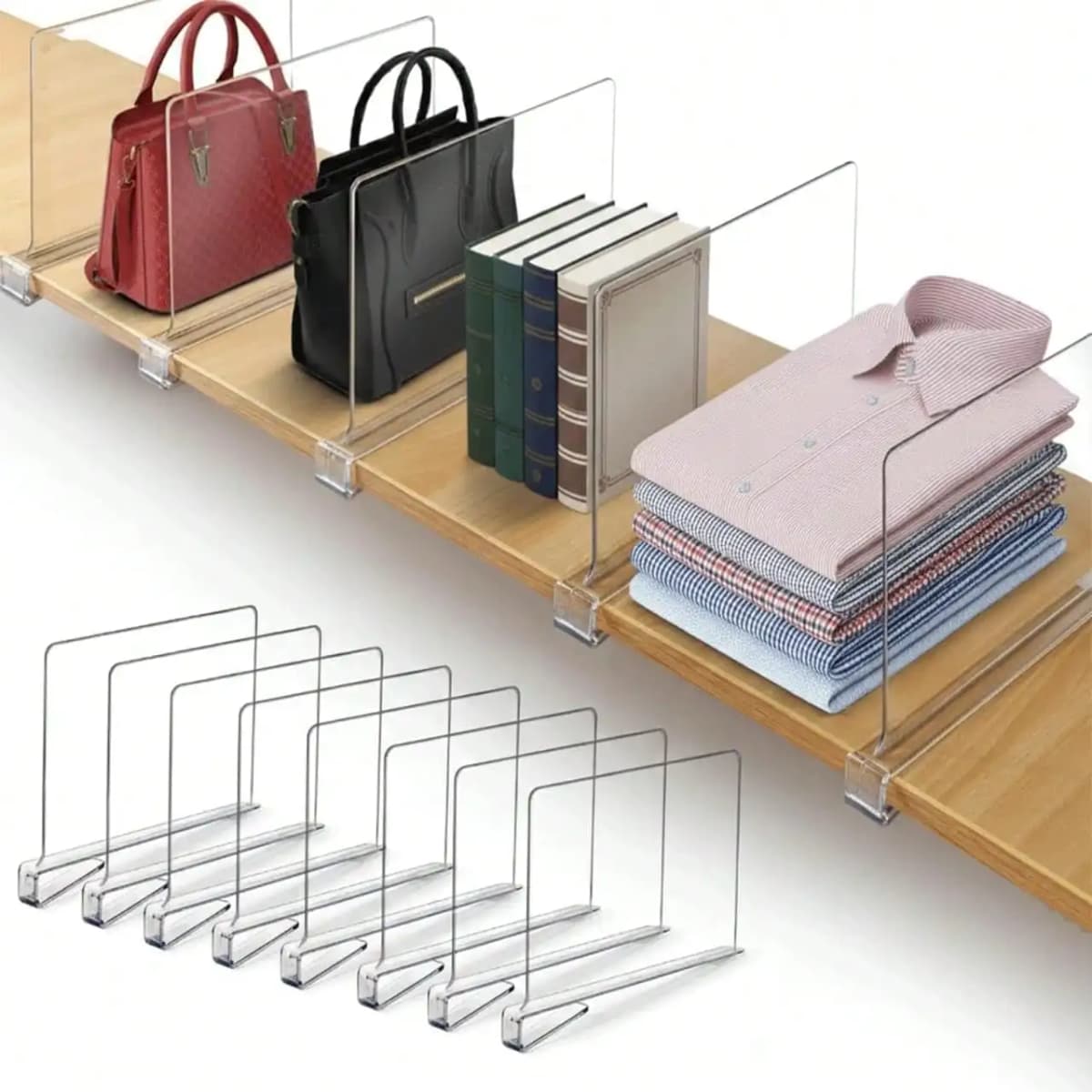 16/8pcs Partitions Are Used To Organize The Wardrobe. Transparent Wardrobe Partitions Are Suitable For Wooden Or Vertical Partitions. Partition For Storing Wardrobes - Used For Storing Wooden Partitions, Wallets, And Sweaters