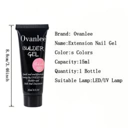 Ovanlee 18-Piece Complete Builder Gel Kit – 12 Colors, Mini UV Lamp & Tools, Form-Free Application for Strong, Long-Lasting Nails