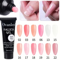 Ovanlee 18-Piece Complete Builder Gel Kit – 12 Colors, Mini UV Lamp & Tools, Form-Free Application for Strong, Long-Lasting Nails