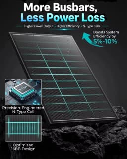 ECOBOSS 400W/200W/100W Solar Panel N-Type 16BB 25.8% Efficiency Rigid Solar Panels Monocrystalline Modules for 12V Off-Grid Systems Trailers Campers Boats Farms Cabins and Rooftops