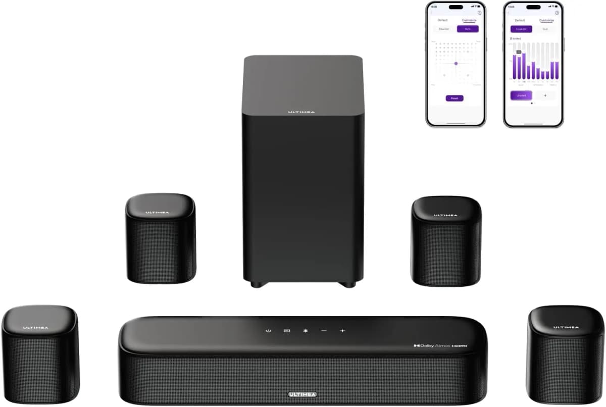 7.1-Channel Dolby Atmos Surround Sound System for TV with 4 Surround Speakers and Home Theater Subwoofer, 420W Peak Power, HDMI eARC, Voice Control, Bass Boost, App Control, 2026 Model