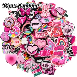 10/20/100/150 PCS Random Cute Pink Shoe Charms for Crocs Clogs Sandals, Cartoon PVC Shoe Decor Buckle Pins Girls Women Kids DIY Party Gifts