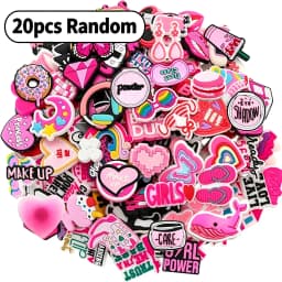 10/20/100/150 PCS Random Cute Pink Shoe Charms for Crocs Clogs Sandals, Cartoon PVC Shoe Decor Buckle Pins Girls Women Kids DIY Party Gifts