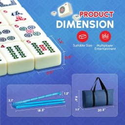 American Mahjong Tile Set, 166 Ivory-White Tiles with Carrying Bag and 4 All-in-One Rack & Pushers, Equipped Fully for Beginner, American Mahjong Lover