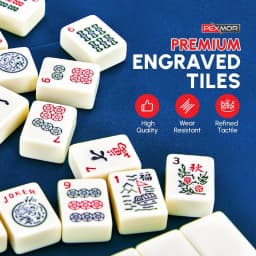American Mahjong Tile Set, 166 Ivory-White Tiles with Carrying Bag and 4 All-in-One Rack & Pushers, Equipped Fully for Beginner, American Mahjong Lover