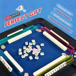 American Mahjong Tile Set, 166 Ivory-White Tiles with Carrying Bag and 4 All-in-One Rack & Pushers, Equipped Fully for Beginner, American Mahjong Lover