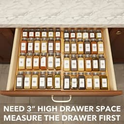 SpaceAid Bamboo Spice Drawer Organizer, (Need 3" Deep Drawer) Expandable 4 Tier Spices Rack for Cabinet, Kitchen Seasoning Storage Insert (Jars Not Included, From 12" to 23" Wide)