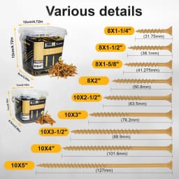 VKKM Yellow Deck Wood Screw, Outdoor Rust-Proof Screw, Comes with T25 Drill Bit, Suitable for Outdoor Wooden Buildings Such As Decks, Fences, Terraces, # 8 # 9 # 10 100/120/150/300/450pcs