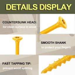 VKKM Yellow Deck Wood Screw, Outdoor Rust-Proof Screw, Comes with T25 Drill Bit, Suitable for Outdoor Wooden Buildings Such As Decks, Fences, Terraces, # 8 # 9 # 10 100/120/150/300/450pcs