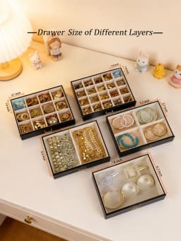 1PC Large 6-Layer PU Leather Jewelry Box With Mirror, Double-Door Jewelry Organizer With Necklace Hooks, Ring Slots & Multi-Drawer Storage For Rings, Earrings, Bracelets, Watches & Accessories, Elegant Gift For Women