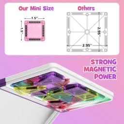 Hotfree 40PCS Mini Magnetic Tiles Stacking Building Blocks - Montessori STEM Toy with Strong Magnets, Iron Storage Box, Airplane Activities, Open Ended Play, Toddler Learning Activities, 3D or Flat Play, Birthday Christmas Gift for Ages 3-8