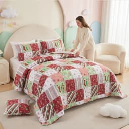 Queen and King Size Bedspread - Soft Breathable Lightweight Quilt Set for Home and Dorm Machine Washable and Foldable All Seasons Bed Cover Random colors