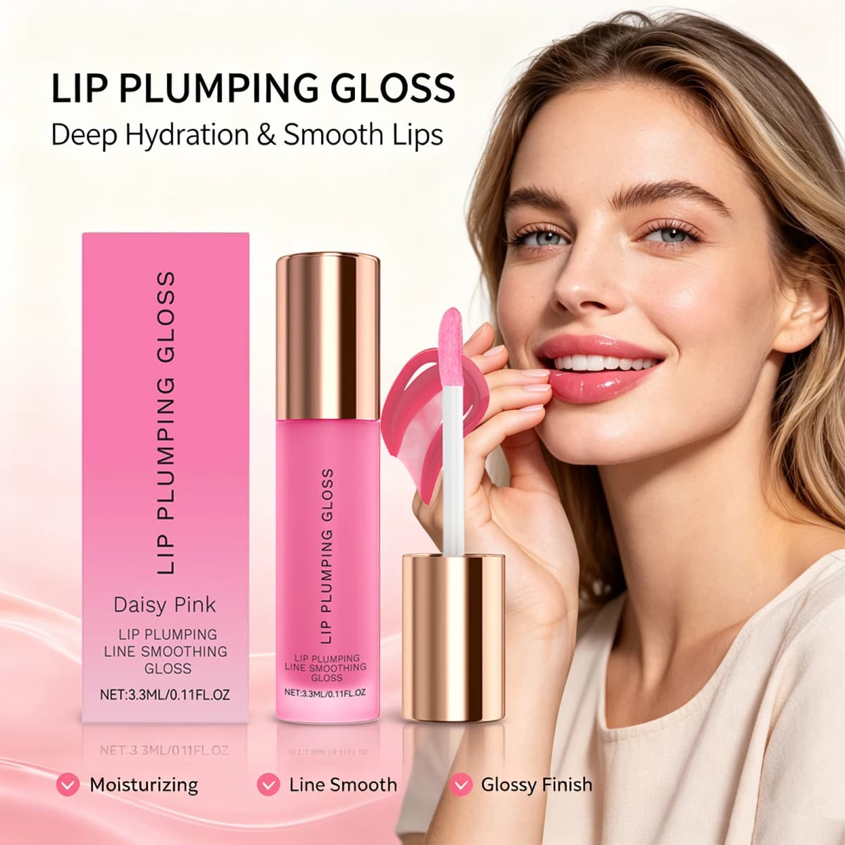 High Shine Finish Hydrating Plumping Lip Gloss Non Sticky Long Lasting Moisturizing Volumizing Smooths Lip Lines Lipgloss Women Daily Wear Makeup