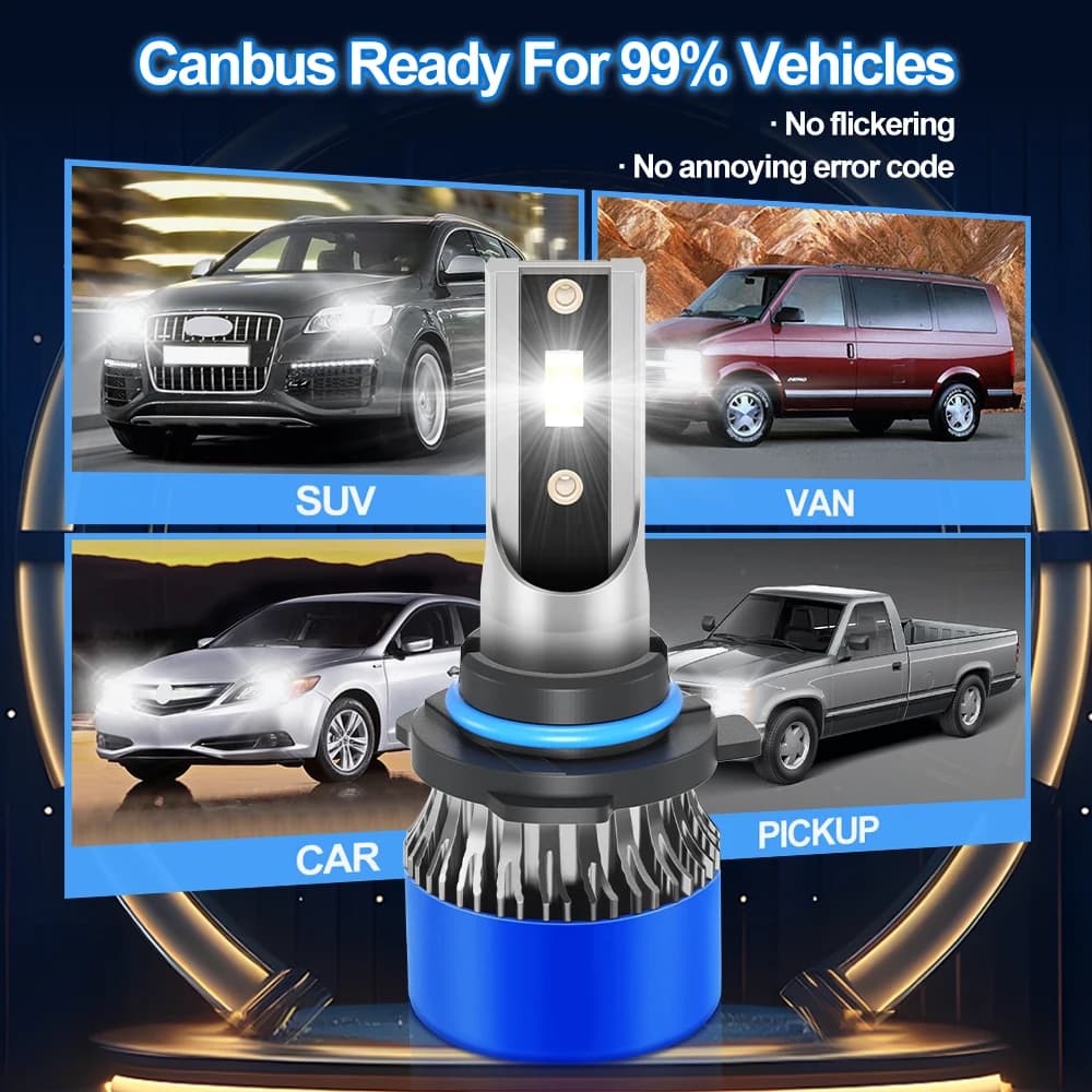 Roadsun Car LED Headlight Bulbs 120W 22000LM CANBUS Super Bright 9006/HB4 High/Low Beam LED Car Headlamps 6000K DC12V 3570 CSP Chips Auto Light Bulbs Universal Fit For Car Motors