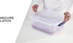 66 Qt Storage Bins 6-Pack, Clear Plastic Containers with Latching Lids | Clear Base & Lid, Secure Blue Latches, Recessed Stacking, 66Qt Capacity, BPA-Free Plastic