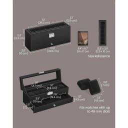 6-Slot Watch Box, Lockable with Glass Lid, 2 Layers Watch Case