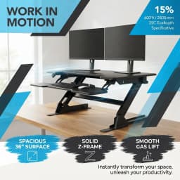 36" Z-Shaped Standing Desk Converter with Wide Keyboard Tray, Dual Monitor Fit, Height Adjustable Sit Stand Up Desk Riser, Dual Gas Lift, Stable Z-Steel Frame
