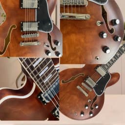 Professional Brown Electric Guitar Half Hollow Design Symmetrical Body 6-String Rock Jazz Style Suitable for Music Festival Performances