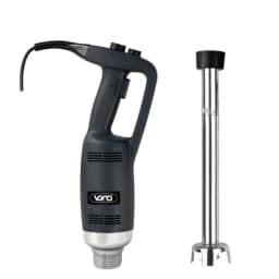 Commercial immersion blender for restaurant kitchen use, SUS 304 stainless steel shaft, silver, 500W power with variable speed