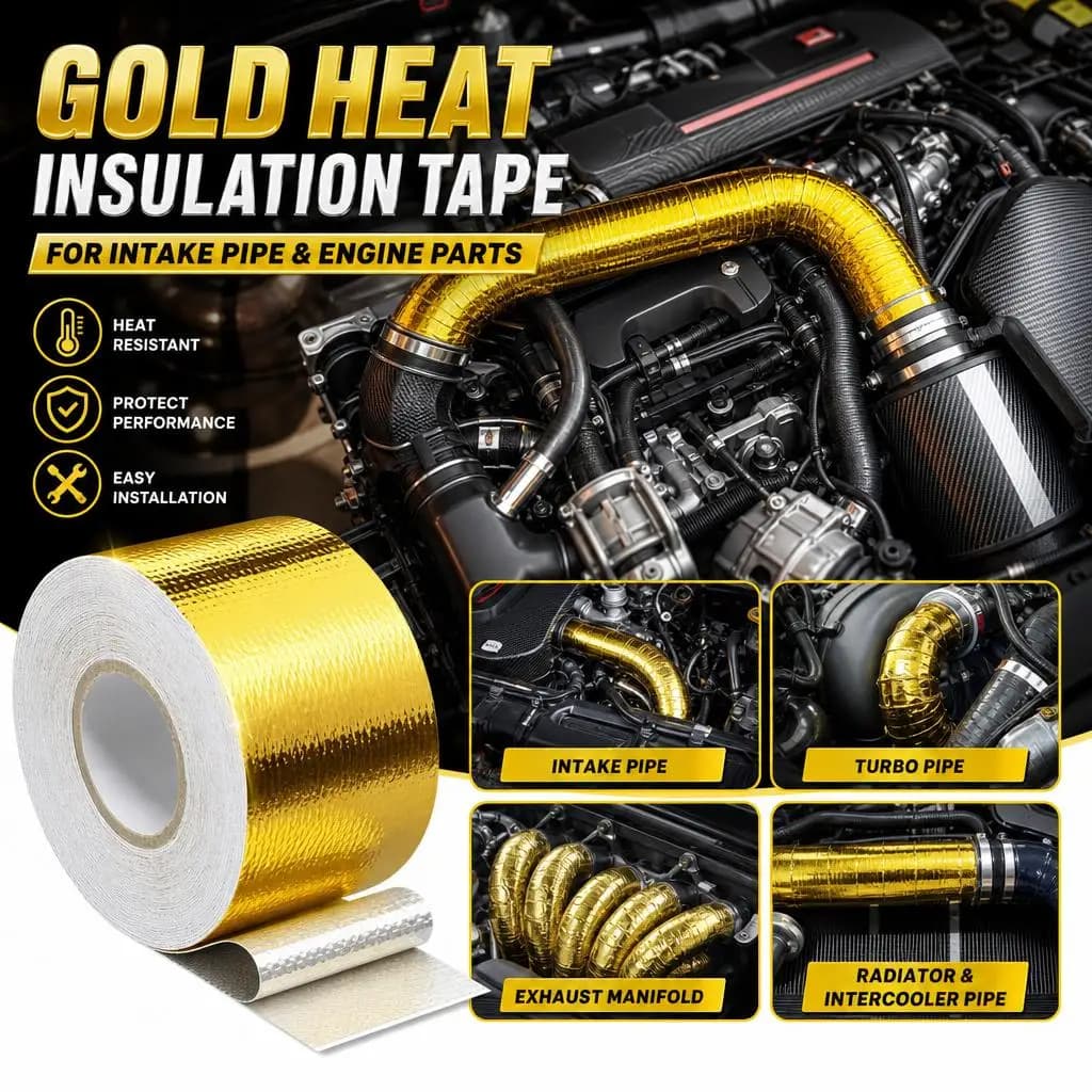 2 \"33Ft Car Intake System Reflective And Heat-Resistant Tape High-Temperature Isolation Protective Bandage