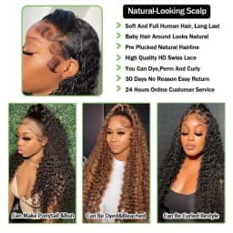 TIMOPOL Glueless Wet‑and‑Wavy Jerry Curly Human Hair Wig, Women’s 13x4 Lace Frontal, Pre‑Plucked Natural Hairline for Easy Installation
