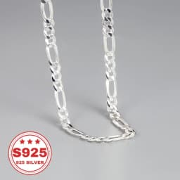 S925 Sterling Silver Figaro Chain, Classic and Stylish, 8mm Wide, Unisex, Perfect Gift for Lovers, Friends, or Fathers, Jewelry for Christmas, Holidays, or Anniversaries, 0.7 oz.