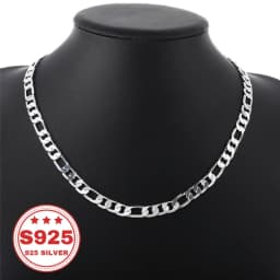 S925 Sterling Silver Figaro Chain, Classic and Stylish, 8mm Wide, Unisex, Perfect Gift for Lovers, Friends, or Fathers, Jewelry for Christmas, Holidays, or Anniversaries, 0.7 oz.