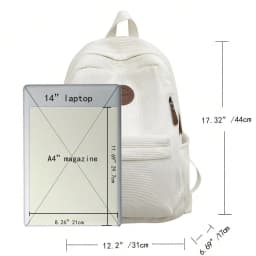 Small Corduroy Backpack For College, Lightweight Casual Backpack For High School, And University, Fits 14 Inch Laptop, Travel Bag School Bag School Bags University Bag Large Capacity Bag sg25072251840550004