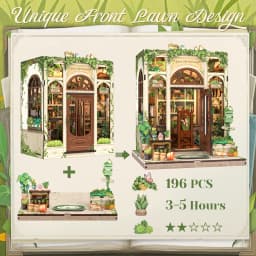 Original CUTEBEE 196pcs Green Life Bookshop Book Nook Kit - DIY Miniature House Dollhouse Kit for Adults Greenhouse Booknook Tiny House Bookshelf Decor 3D Wooden Puzzle DIY Craft Gifts LED Booknook for Adults and Teens Tiny House 3D Wooden Puzzle Home Toy
