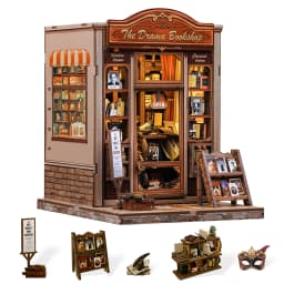 Original CUTEBEE 196pcs Green Life Bookshop Book Nook Kit - DIY Miniature House Dollhouse Kit for Adults Greenhouse Booknook Tiny House Bookshelf Decor 3D Wooden Puzzle DIY Craft Gifts LED Booknook for Adults and Teens Tiny House 3D Wooden Puzzle Home Toy