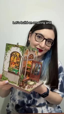 Original CUTEBEE 196pcs Green Life Bookshop Book Nook Kit - DIY Miniature House Dollhouse Kit for Adults Greenhouse Booknook Tiny House Bookshelf Decor 3D Wooden Puzzle DIY Craft Gifts LED Booknook for Adults and Teens Tiny House 3D Wooden Puzzle Home Toy