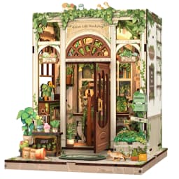 Original CUTEBEE 196pcs Green Life Bookshop Book Nook Kit - DIY Miniature House Dollhouse Kit for Adults Greenhouse Booknook Tiny House Bookshelf Decor 3D Wooden Puzzle DIY Craft Gifts LED Booknook for Adults and Teens Tiny House 3D Wooden Puzzle Home Toy
