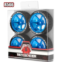 RED SPIDER 4Pcs 65mm 1/10 RC On‑Road Car Tires Metal Alloy Wheel Rims RC Touring Car Rubber Tyre Set for Traxxas HSP HPI Wltoys 1/10 RC On Road Car Upgrade Replacement Parts