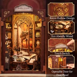 Original CUTEBEE 127pcs Bookshop Memories Book Nook Kit DIY Miniature House Dollhouse Bookstore Booknook Tiny House Bookshelf Decor Model Build DIY Craft Gifts for Adults and Teens book nook kits for adults tiny home doll house calico critters family se