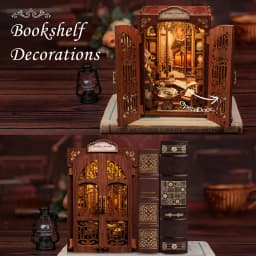 Original CUTEBEE 127pcs Bookshop Memories Book Nook Kit DIY Miniature House Dollhouse Bookstore Booknook Tiny House Bookshelf Decor Model Build DIY Craft Gifts for Adults and Teens book nook kits for adults tiny home doll house calico critters family se