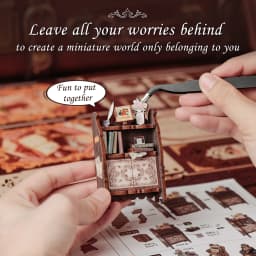 Original CUTEBEE 127pcs Bookshop Memories Book Nook Kit DIY Miniature House Dollhouse Bookstore Booknook Tiny House Bookshelf Decor Model Build DIY Craft Gifts for Adults and Teens book nook kits for adults tiny home doll house calico critters family se