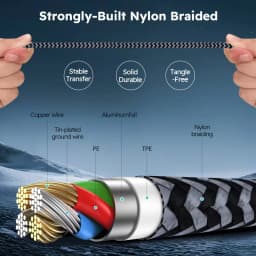 6PCS/8PCS 3 In 1 Fast Charging Cable USB C Cable 1.2M/4FT Nylon Braided Type C Charging With Type-C, Micro USB, IP Port For IPhone Samsung Huawei Xiaomi Multi Port Multiple Charging Wire