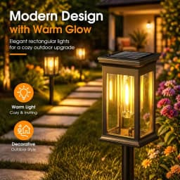 21 Inch 8 Pack Black IP65 Waterproof Solar Pathway Lights Adjustable Height Filament LED Outdoor Garden Landscape Lighting For Yard Patio Walkway Lawn Home Decor Gift Halloween Christmas