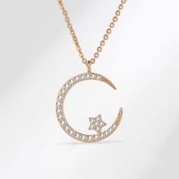 Fashion Shining Inlaid Zirconia Star Moon Pendant Necklace for Women Luxury Crystal Clavicle Chain Necklace Wedding Jewelry