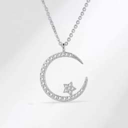 Fashion Shining Inlaid Zirconia Star Moon Pendant Necklace for Women Luxury Crystal Clavicle Chain Necklace Wedding Jewelry