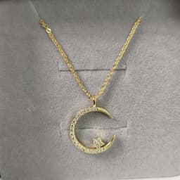 Fashion Shining Inlaid Zirconia Star Moon Pendant Necklace for Women Luxury Crystal Clavicle Chain Necklace Wedding Jewelry